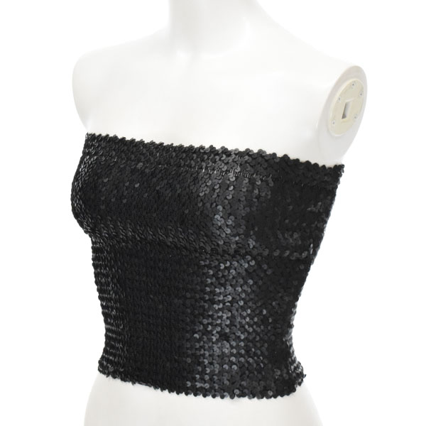  bare top tube top 9 M corresponding spangled × knitted tops lady's black beautiful goods |LYP member limitation sale |51IB99