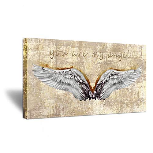 品質満点 アメリカからの輸入商品をメインに扱っています Zingarts 枠張りと額入 キャンバスに描かれた絵 天使の翼とあなたは私の天使インスピレーションの言葉 大型ヴィンテージイエローキャンバス壁アート 趣味 実用 教養 Www Solidarite Numerique Fr