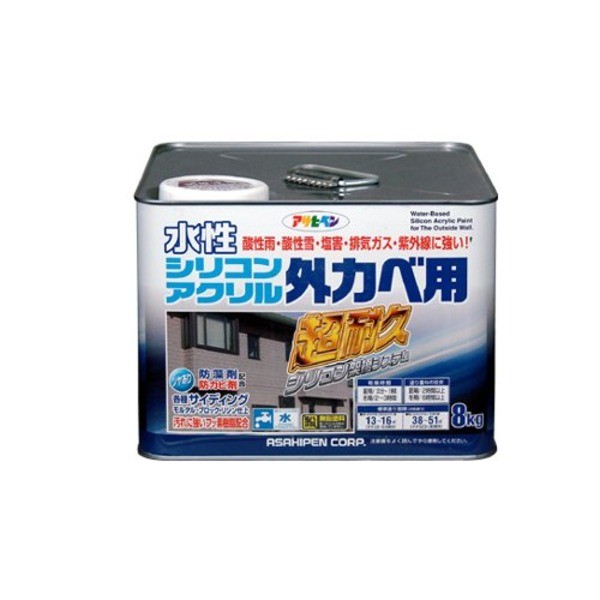 アサヒペン アサヒペン 水性シリコンアクリル外かべ用 ホワイト 8kg ペンキ、塗料の商品画像