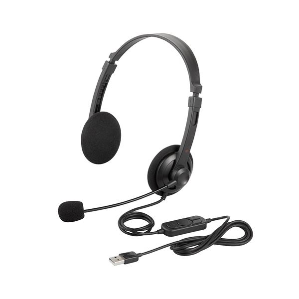 BUFFALO 両耳ヘッドバンド式ヘッドセット USB接続 BSHSUH12BK（ブラック）の商品画像