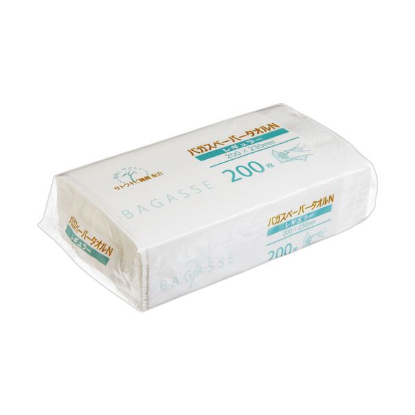 オザックス バガスペーパータオルN（レギュラー）200枚×40個 キッチンペーパータオルの商品画像