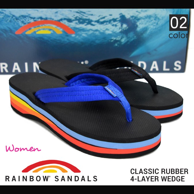 rainbow wedge flip flops