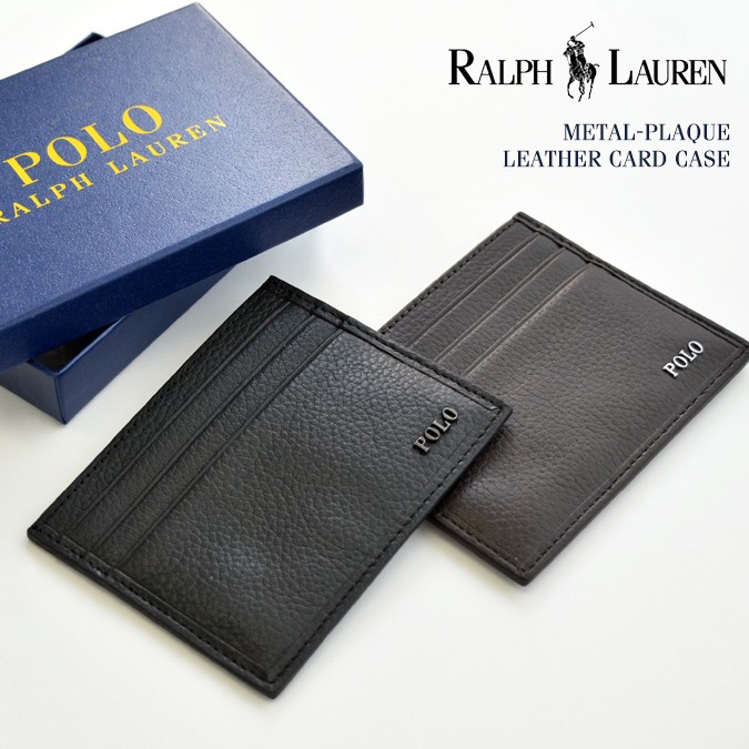 POLO Ralph Lauren ポロ ラルフローレン カードケース METAL-PLAQUE LEATHER CARD CASE カード入れ  パスケース レザー 本革