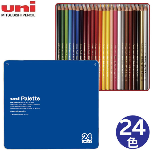 三菱鉛筆 ユニ パレット 色えんぴつ 24色セット PLT 青 K88024CPLT.33 ×1セット uni（三菱鉛筆） ユニパレット 色鉛筆の商品画像