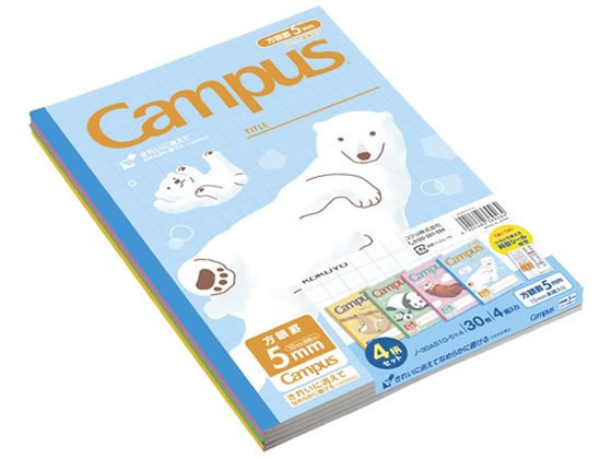 コクヨ キャンパスノート 用途別 アニマル柄 5mm方眼 B5 30枚 4冊セット ノ-30AS10-5X4の商品画像