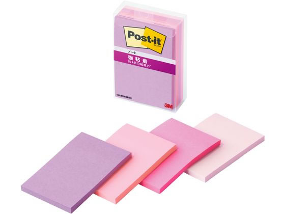 3M ポストイット 強粘着ノート マルチカラー7 75mm×50mm 45枚×4パッド 656SS-MC-7N フラミンゴ×1個の商品画像