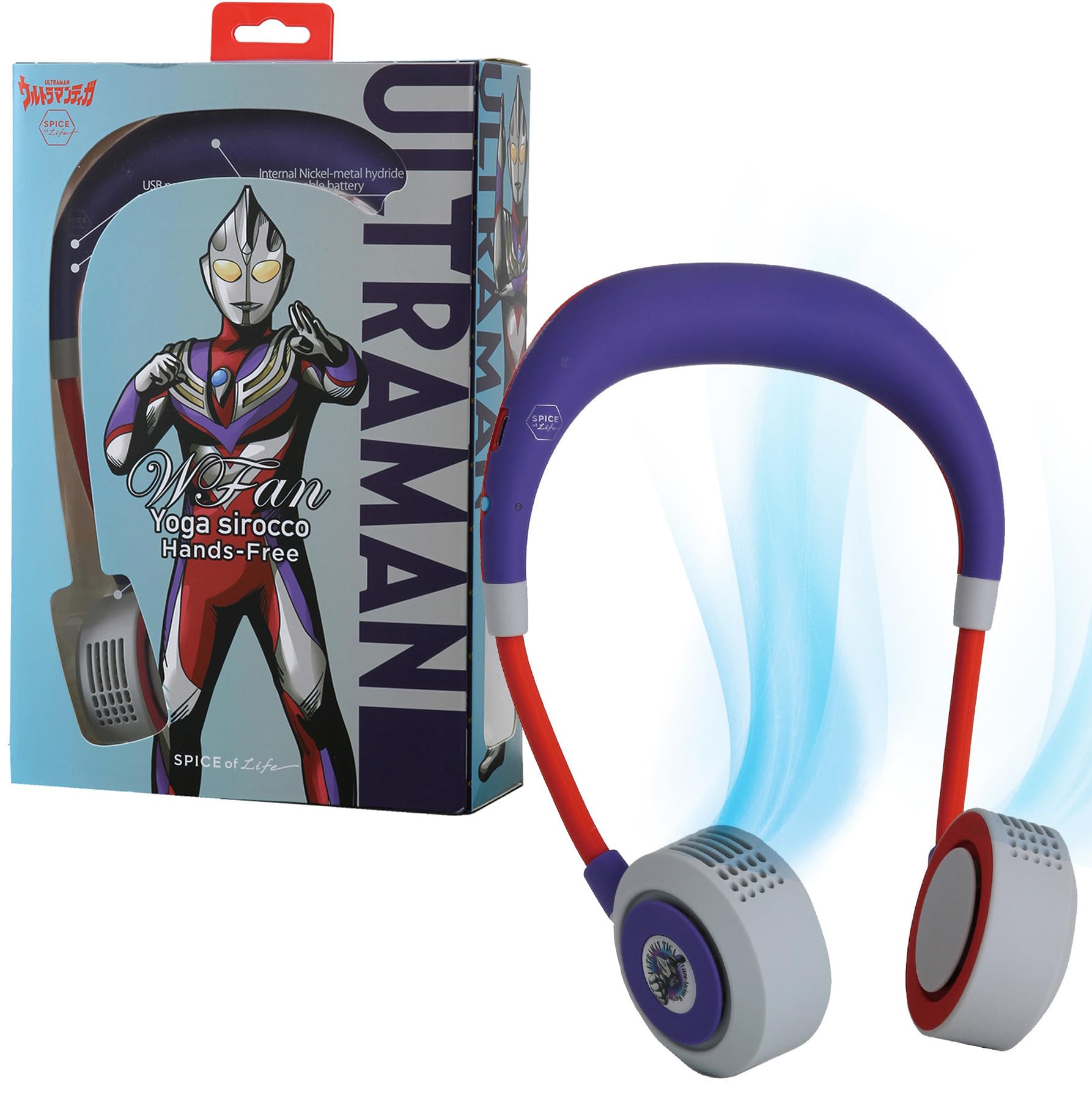  both hand . possible to use hands free neck .. electric fan WFan double fan yoga Sirocco Ultraman Tiga model official SPICE OF LIFE( spice )