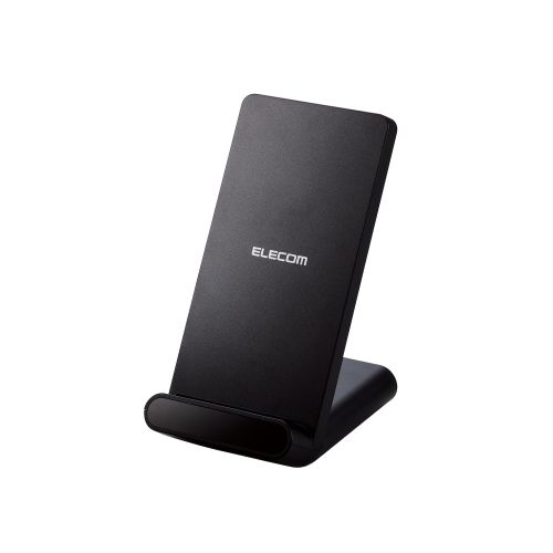 ELECOM Qi規格対応ワイヤレス充電器（5W・2枚コイル・スタンドタイプ） W-QS09BK （ブラック）の商品画像