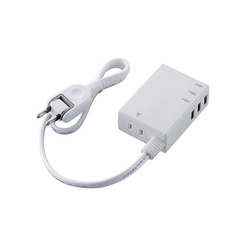 ELECOM ELECOM モバイルUSBタップ（コード付） MOT-U06-2134WH （ホワイト） USB ACアダプターの商品画像