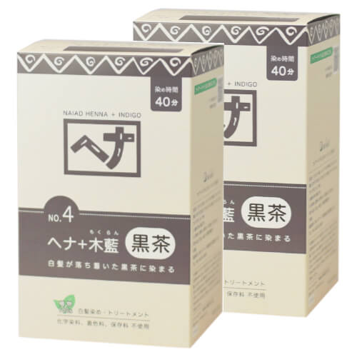 ナイアード ヘナシリーズ No.4 ヘナ ＋ 木藍（黒茶）400g ×2箱の商品画像