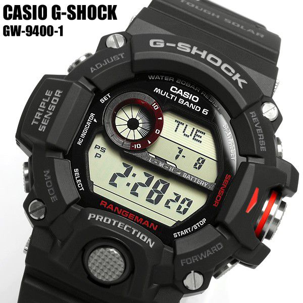 CASIO G-SHOCK RANGEMAN ブラックバンド GW9400-1 （シルバー×レッド） G-SHOCK メンズウォッチの商品画像