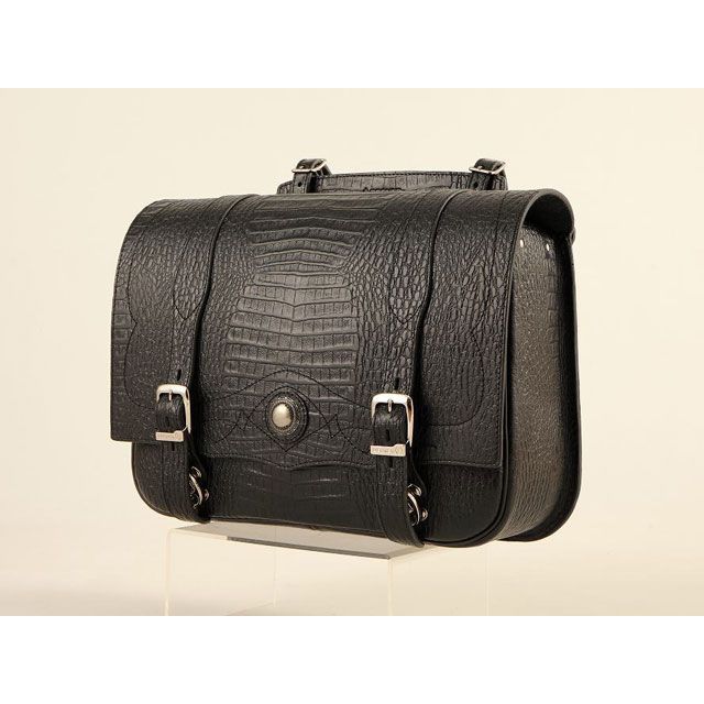 サドルバッグ クロコダイル柄レザーサドルバッグ SB-48CR-BLACK ブラックの商品画像