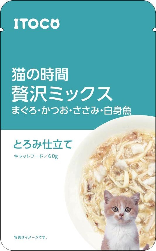 イトウアンドカンパニーリミテッド(ペット用品) 猫の時間 贅沢ミックス まぐろ・かつお・ささみ・白身魚 とろみ仕立て 60g×112個 猫缶、ウエットフードの商品画像