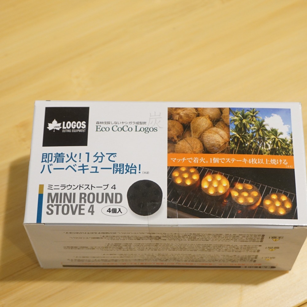  не использовался Logos (LOGOS)e здесь ko Logos * Mini раунд плита 4pcs ввод cocos nucifera gala уголь 83100104. огонь шт. * горелка 
