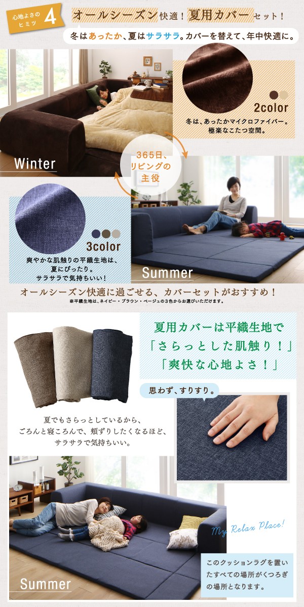 ラグ 大 250×174cm ラグ+カバー クッションラグ マイクロファイバー