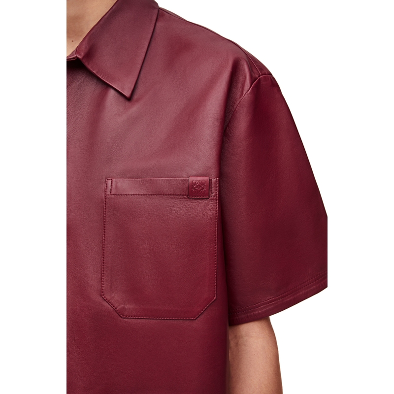  Loewe LOEWE 2024 весна лето мужской Short рукав рубашка [ бордо ][ бесплатная доставка ][ стандартный товар ]