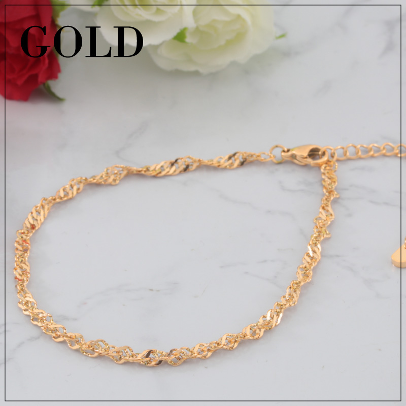  anklet SUS316L medical care for stainless steel surgical stainless steel nickel free chain lovely lady's metal allergy correspondence Gold pool 