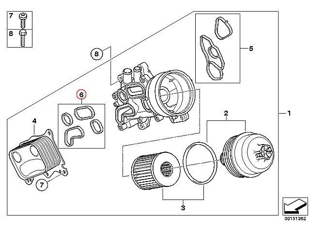  oil cooler gasket MINI( Mini ) R55 R56 R57 R58 R59 R60 R61 Cooper S John Cooper Works MHJCW MM16 MMJCW ZG16 JCWGP N14 N18 direct 4 engine 