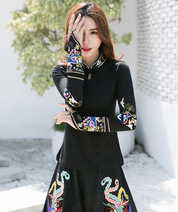  коричневый ina одежда вышивка длинный рукав tops платье в китайском стиле раса костюм основной обычно надеты Mai шт. China способ zt127 [chai. отметка максимальный 3 раз ]
