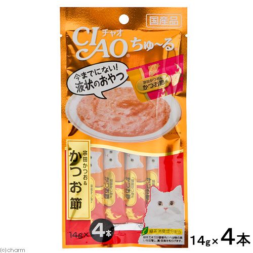 i..CIAO Ciao ..~.. rice field and .& dried bonito Katsuobushi 14g×4ps.@ bite ..-.chu-ru cat 