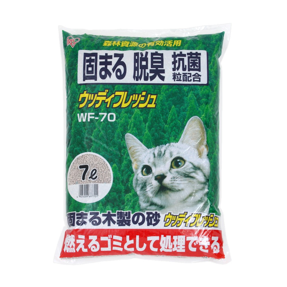 IRIS OHYAMA ウッディフレッシュ 固まる＋脱臭＋抗菌トリプル効果 【WF-70】 7L×1個 猫砂の商品画像