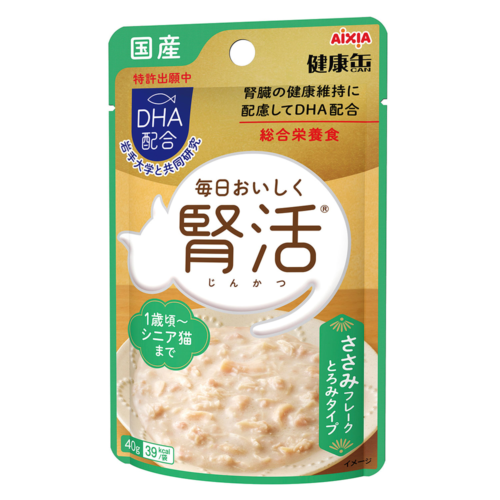 アイシア 国産 健康缶パウチ 腎活 ささみフレーク とろみタイプ 40g×1個 猫缶、ウエットフードの商品画像