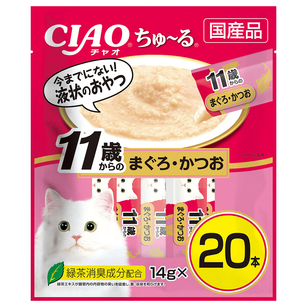 いなばペットフード いなば チャオ CIAO ちゅ～る 11歳からの まぐろ・かつお （14g×20本入り）×1個 CIAO（いなばペットフード） 猫用おやつの商品画像