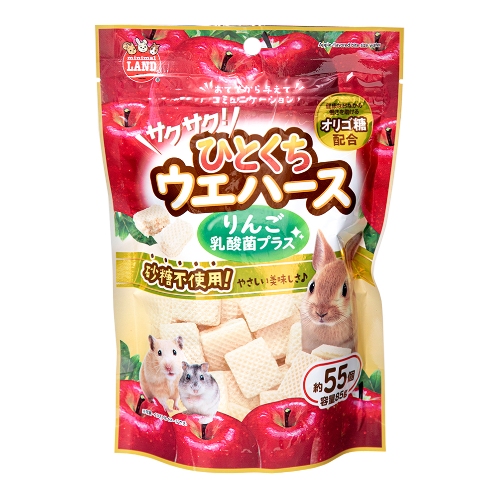マルカン マルカン ミニマルランド サクサク ひとくちウエハース りんご 乳酸菌プラス 85g×1個 ミニマルランド 小動物用フード、おやつの商品画像