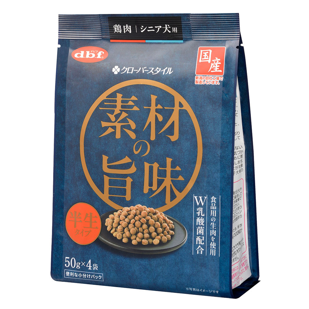 デビフ クローバースタイル 素材の旨味 鶏肉 シニア犬用 半生タイプ ２００ｇ （５０ｇ×４袋）の商品画像