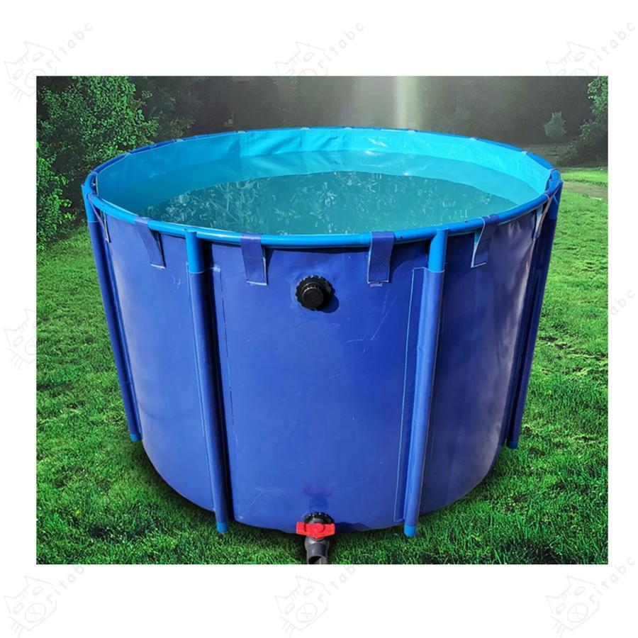  round canvas . fish . pool made of metal bracket attaching large folding for children pool aquarium common carp. breeding . agriculture for installation . easy ( color : blue size : 2X1M/3100L)