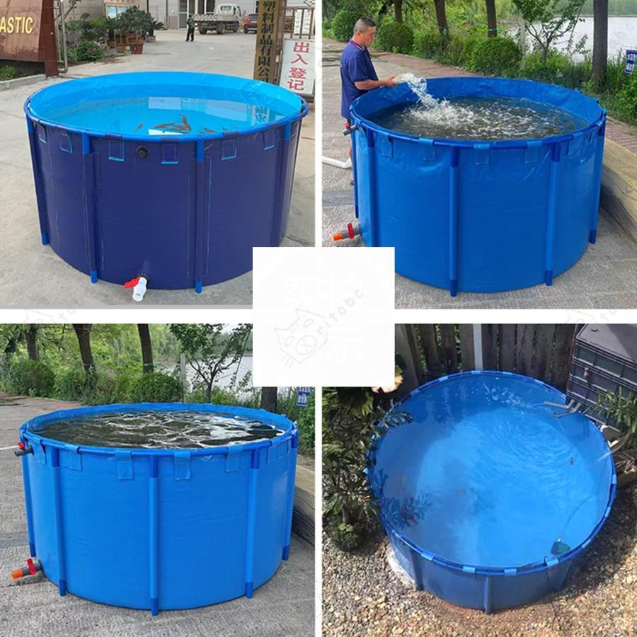  round canvas . fish . pool made of metal bracket attaching large folding for children pool aquarium common carp. breeding . agriculture for installation . easy ( color : blue size : 2X1M/3100L)