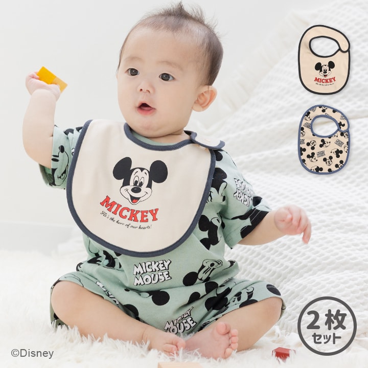  Mickey Mouse нагрудник 2 шт. комплект baby новорожденный младенец Disney мужчина девочка хлопок 100% слюнявчик bib герой иллюстрации Disney [M рейс 1/3]