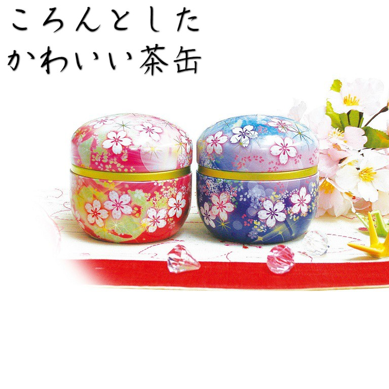  tea can tea caddy stylish lovely tea inserting 86×84mm | case bell . Japanese style European style flower rose . Sakura flower blow snow Kagoshima . viewing . viewing Sakura shop 