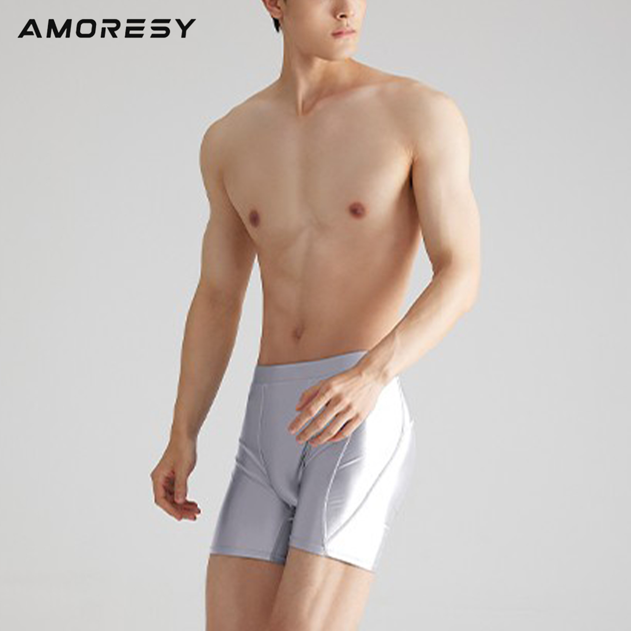 AMORESY Poseidon men's shorts base re year spats lustre pants supporter jo silver g Jim training for man 