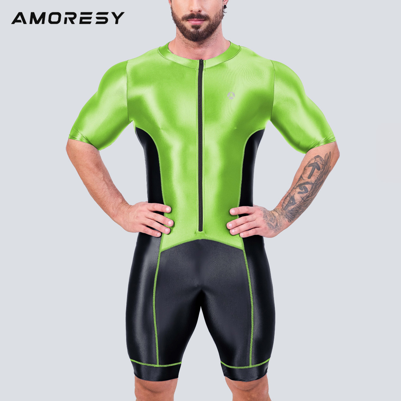 AMORESYa утечка si-Gladius мужской Zip выше боди нижний костюм короткий рукав Jump костюм триатлон re-sin Gracer велоспорт 