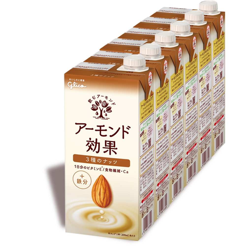 グリコ アーモンド効果 3種のナッツ 1000ml 紙パック × 6本の商品画像