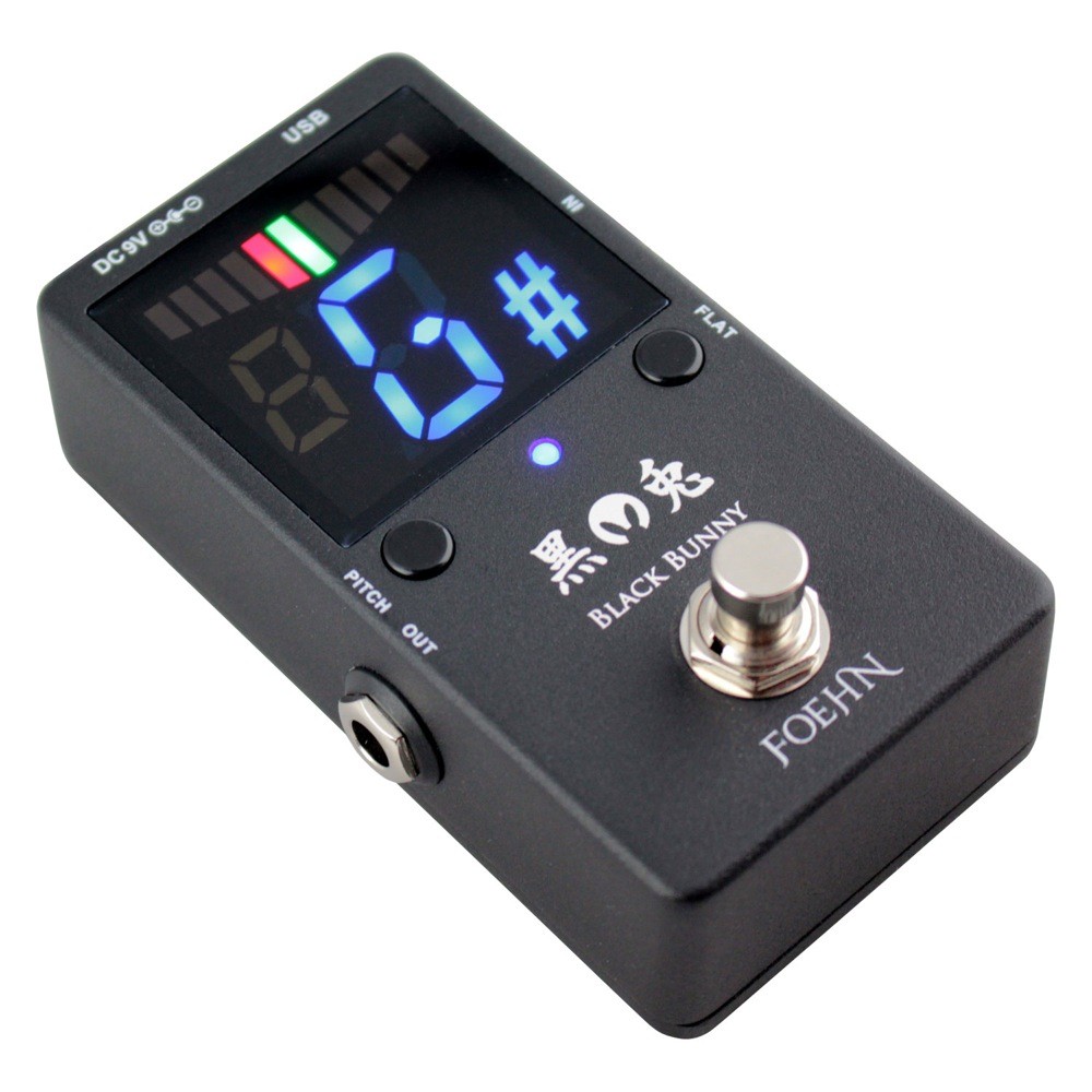 FOEHN PL-09 BLACK BUNNY - black .-Pedal Tuner with USB Light USB light attaching pedal type guitar tuner 