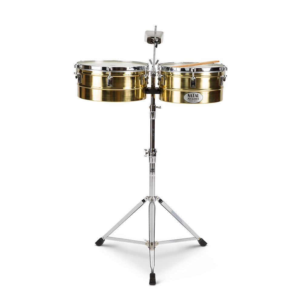NATAL NT1314TBRA 13"&amp;14" brass timbales stand + cowbell + cowbell holder attaching 