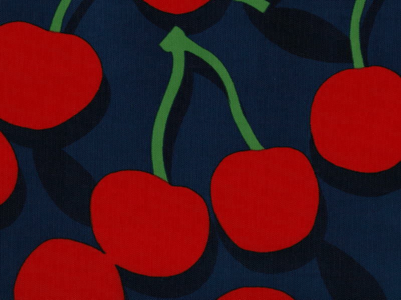 [ free shipping ] Cherry pattern nylon oks navy ground 