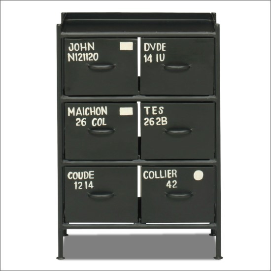 6杯引出し チェスト おしゃれ 3段 スチール ハンドメイド