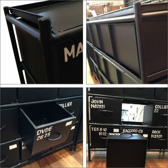 6杯引出し チェスト おしゃれ 3段 スチール ハンドメイド