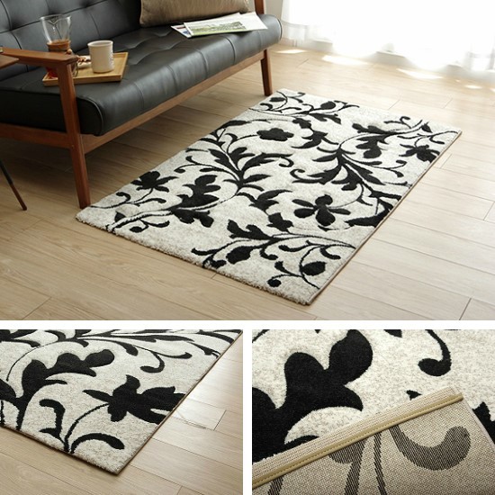 トルコ製ウール機械織、絨毯、カーペット トルコ製 カービング加工 ラグマット 80×140cm 1.5畳 カーペット