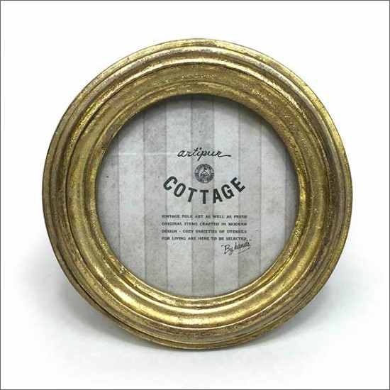 メール便送料無料】 アンティーク フォトフレーム ラウンド ゴールド