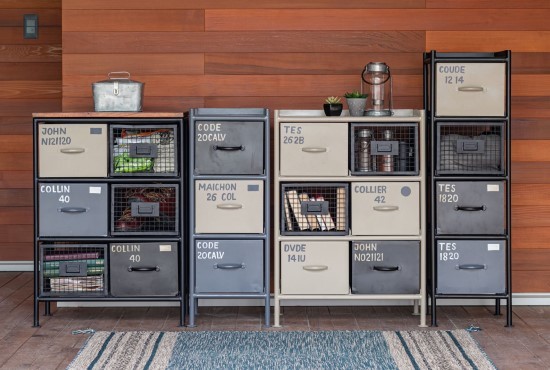 木 スチール メッシュ 引出し チェスト 縦型 3杯 おしゃれ 3段 引出し