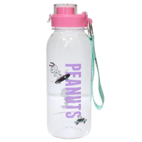 ストラップ付きドリンクボトル L PEANUTS スケートボード 1.1L（クリア）PQ-2520
