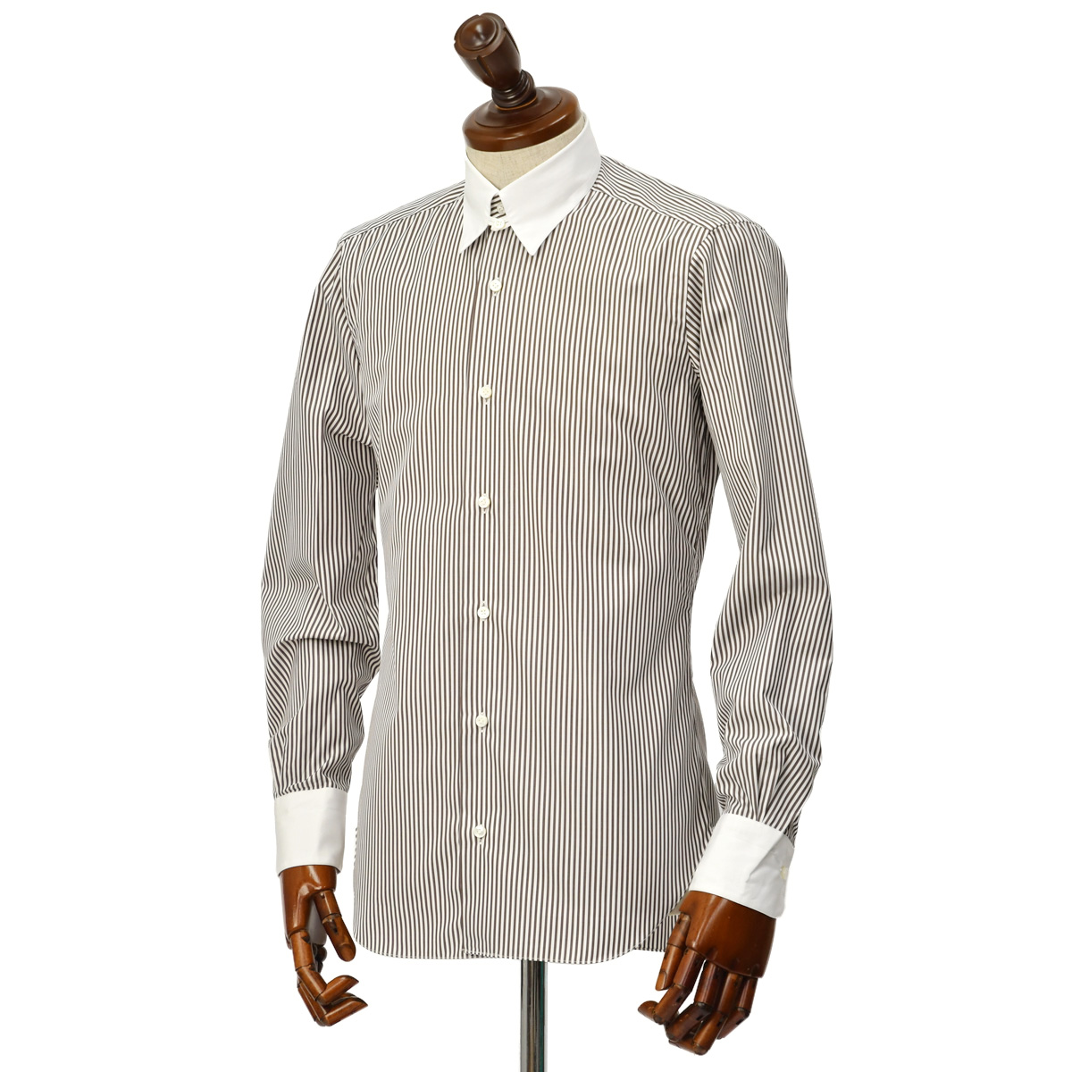 BARBA[ bar ba]tab color shirt TAB U07197R cotton k relic London stripe Brown 