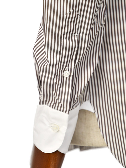 BARBA[ bar ba]tab color shirt TAB U07197R cotton k relic London stripe Brown 