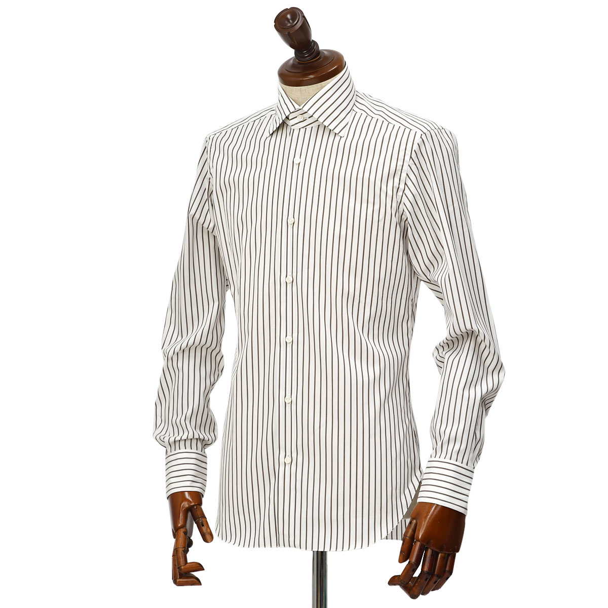 BARBA[ bar ba] Semi-wide color shirt DENDY U01204U cotton stripe Brown 