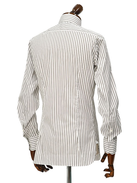 BARBA[ bar ba] Semi-wide color shirt DENDY U01204U cotton stripe Brown 