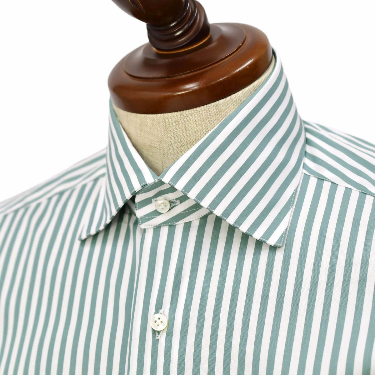 BARBA[ bar ba] Semi-wide color shirt DENDY 850603U cotton London stripe green × white 